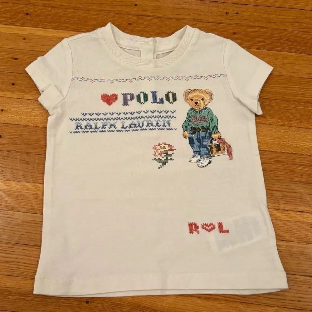 Ralph Lauren Polo Bear embroidered white short sleeve tee shirt